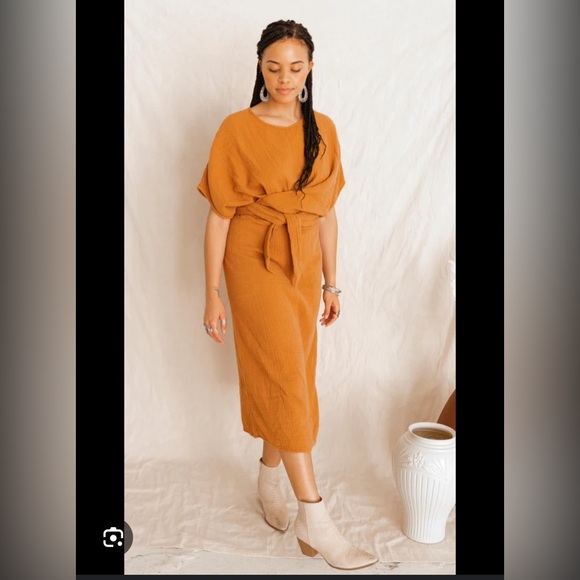 Suunday Dolman Dress - Red Orange - Picture 4 of 4